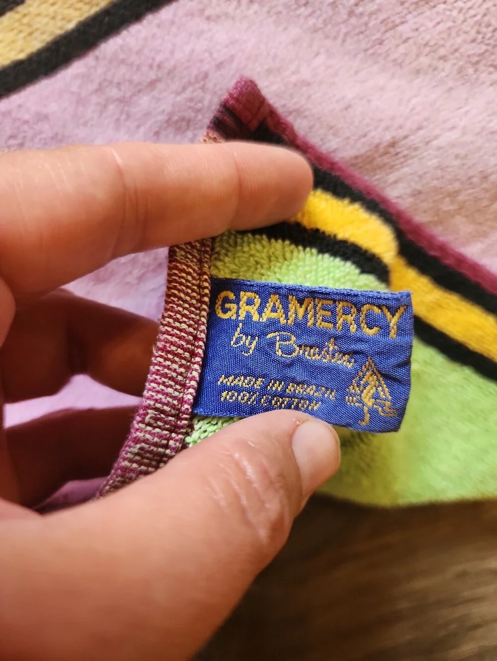 Gramercy Colorblock Bath Towel Brastilo Checked Beach 100% Cotton Brazil Vintage